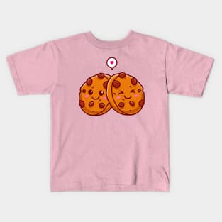 Cute Cookies With Milk Cartoon Kids T-Shirt